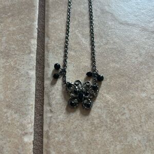 Elegant Black Butterfly Pendant Necklace